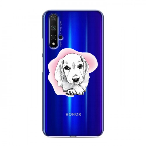 Полупрозрачный дизайнерский пластиковый чехол для Huawei Honor 20 Прозрачные щенки