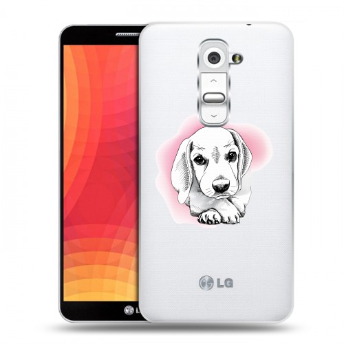 Полупрозрачный дизайнерский силиконовый чехол для LG Optimus G2 Прозрачные щенки