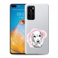 Полупрозрачный дизайнерский пластиковый чехол для Huawei P40 Прозрачные щенки