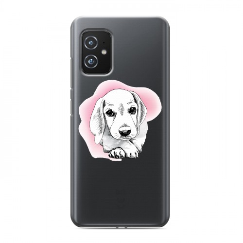 Полупрозрачный дизайнерский пластиковый чехол для ASUS ZenFone 8 Прозрачные щенки