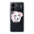 Полупрозрачный дизайнерский пластиковый чехол для Xiaomi Poco C65 Прозрачные щенки