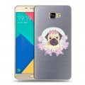 Полупрозрачный дизайнерский пластиковый чехол для Samsung Galaxy A9 Прозрачные щенки