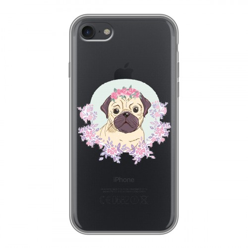 Полупрозрачный дизайнерский силиконовый чехол для Iphone 7 Прозрачные щенки