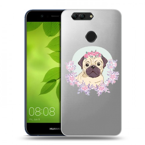 Полупрозрачный дизайнерский пластиковый чехол для Huawei Nova 2 Plus Прозрачные щенки