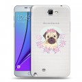 Полупрозрачный дизайнерский пластиковый чехол для Samsung Galaxy Note 2 Прозрачные щенки