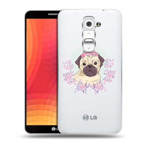 Полупрозрачный дизайнерский пластиковый чехол для LG Optimus G2 Прозрачные щенки