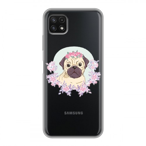 Полупрозрачный дизайнерский силиконовый чехол для Samsung Galaxy A22s 5G Прозрачные щенки