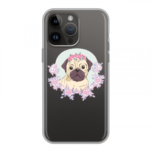 Полупрозрачный дизайнерский силиконовый чехол для Iphone 14 Pro Max Прозрачные щенки