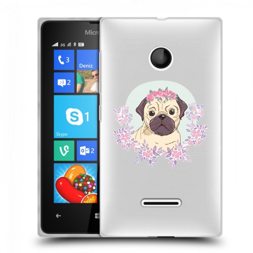 Полупрозрачный дизайнерский пластиковый чехол для Microsoft Lumia 435 Прозрачные щенки