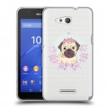 Полупрозрачный дизайнерский пластиковый чехол для Sony Xperia E4g Прозрачные щенки