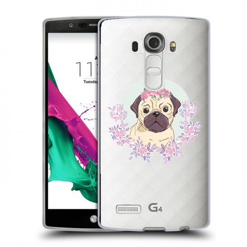 Полупрозрачный дизайнерский пластиковый чехол для LG G4 Прозрачные щенки
