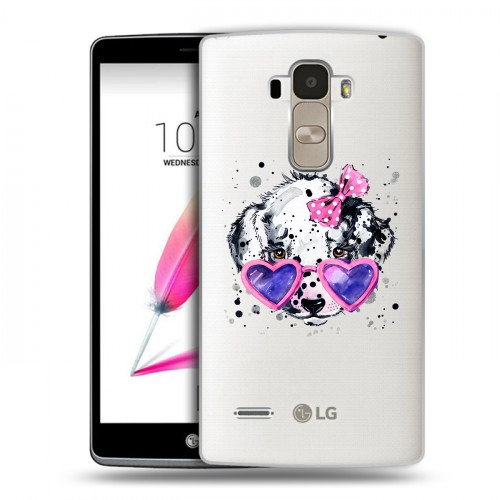 Полупрозрачный дизайнерский пластиковый чехол для LG G4 Stylus Прозрачные щенки