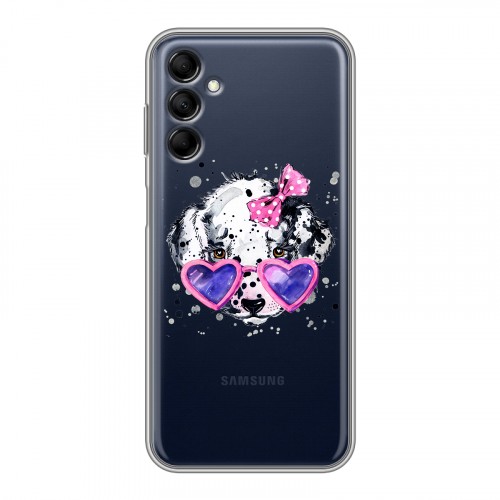 Полупрозрачный дизайнерский силиконовый чехол для Samsung Galaxy M14 5G Прозрачные щенки