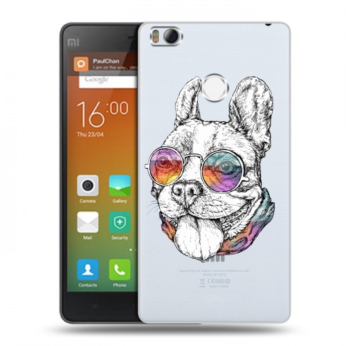 Полупрозрачный дизайнерский силиконовый чехол для Xiaomi Mi4S Прозрачные щенки