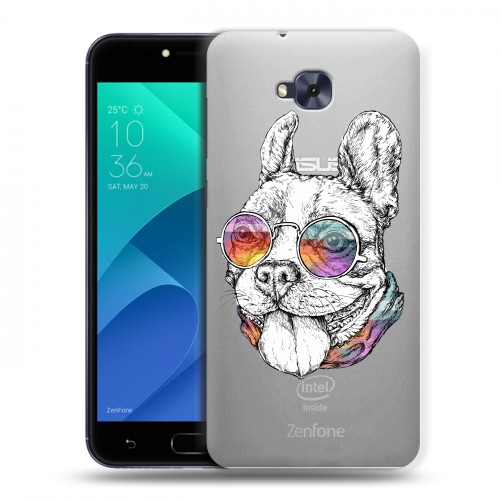 Полупрозрачный дизайнерский пластиковый чехол для ASUS ZenFone 4 Selfie Прозрачные щенки