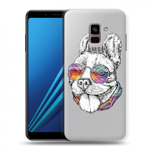 Полупрозрачный дизайнерский пластиковый чехол для Samsung Galaxy A8 Plus (2018) Прозрачные щенки