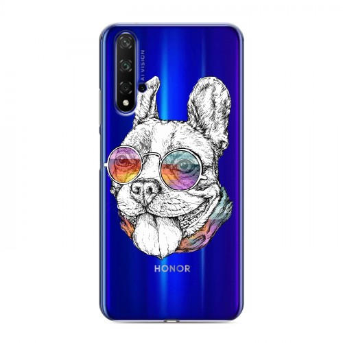 Полупрозрачный дизайнерский пластиковый чехол для Huawei Honor 20 Прозрачные щенки