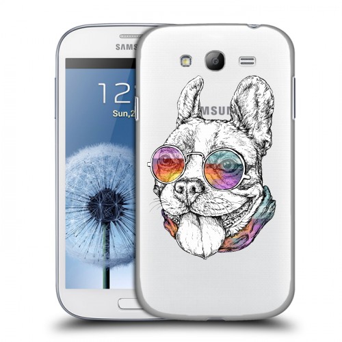 Полупрозрачный дизайнерский пластиковый чехол для Samsung Galaxy Grand Прозрачные щенки