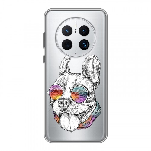 Полупрозрачный дизайнерский силиконовый чехол для Huawei Mate 50 Pro Прозрачные щенки