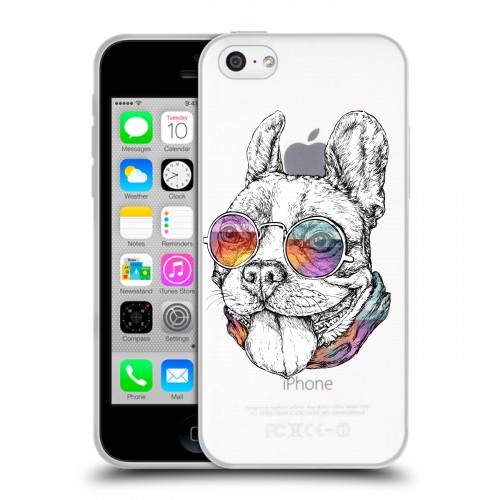 Полупрозрачный дизайнерский пластиковый чехол для Iphone 5c Прозрачные щенки