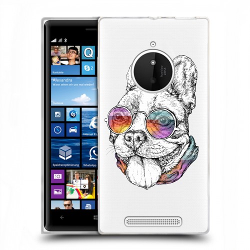 Полупрозрачный дизайнерский пластиковый чехол для Nokia Lumia 830 Прозрачные щенки