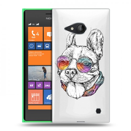 Полупрозрачный дизайнерский пластиковый чехол для Nokia Lumia 730/735 Прозрачные щенки