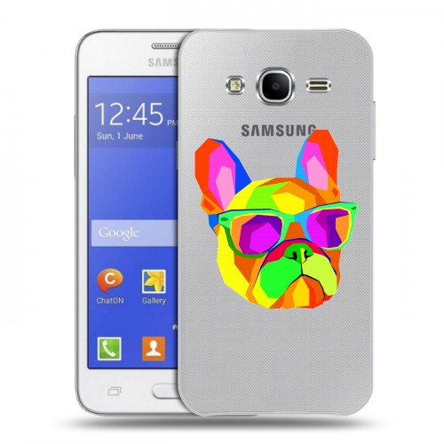 Полупрозрачный дизайнерский силиконовый чехол для Samsung Galaxy J7 Прозрачные щенки