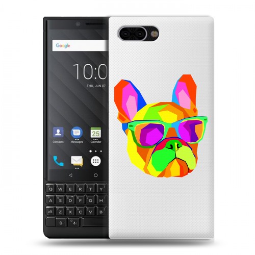 Полупрозрачный дизайнерский пластиковый чехол для BlackBerry KEY2 Прозрачные щенки