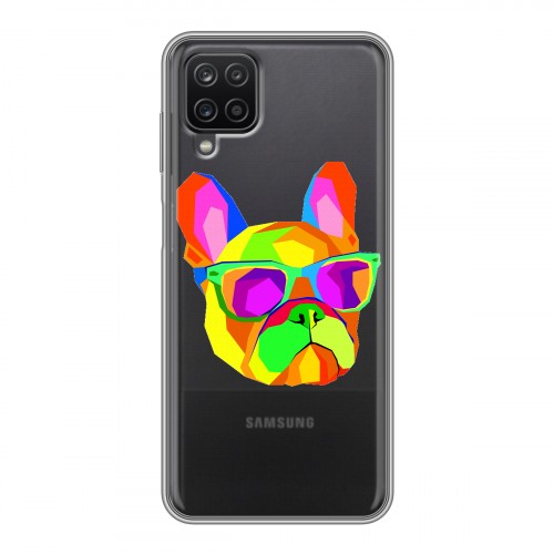 Полупрозрачный дизайнерский силиконовый с усиленными углами чехол для Samsung Galaxy A12 Прозрачные щенки