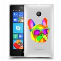 Полупрозрачный дизайнерский пластиковый чехол для Microsoft Lumia 435 Прозрачные щенки