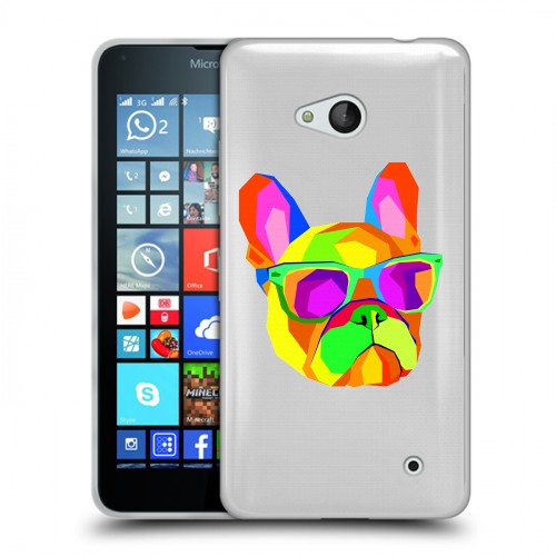Полупрозрачный дизайнерский силиконовый чехол для Microsoft Lumia 640 Прозрачные щенки
