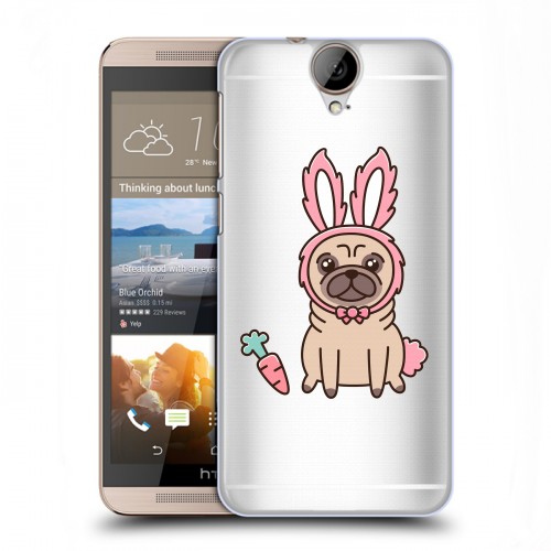 Полупрозрачный дизайнерский пластиковый чехол для HTC One E9+ Прозрачные щенки