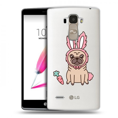 Полупрозрачный дизайнерский пластиковый чехол для LG G4 Stylus Прозрачные щенки