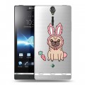 Полупрозрачный дизайнерский пластиковый чехол для Sony Xperia S Прозрачные щенки