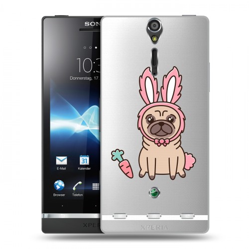 Полупрозрачный дизайнерский пластиковый чехол для Sony Xperia S Прозрачные щенки