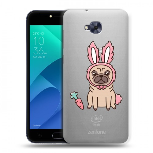 Полупрозрачный дизайнерский пластиковый чехол для ASUS ZenFone 4 Selfie Прозрачные щенки