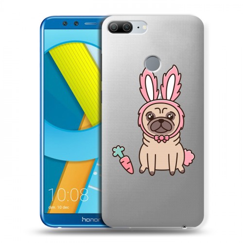 Полупрозрачный дизайнерский пластиковый чехол для Huawei Honor 9 Lite Прозрачные щенки