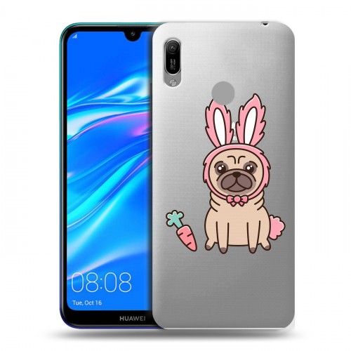 Полупрозрачный дизайнерский пластиковый чехол для Huawei Y6 (2019) Прозрачные щенки