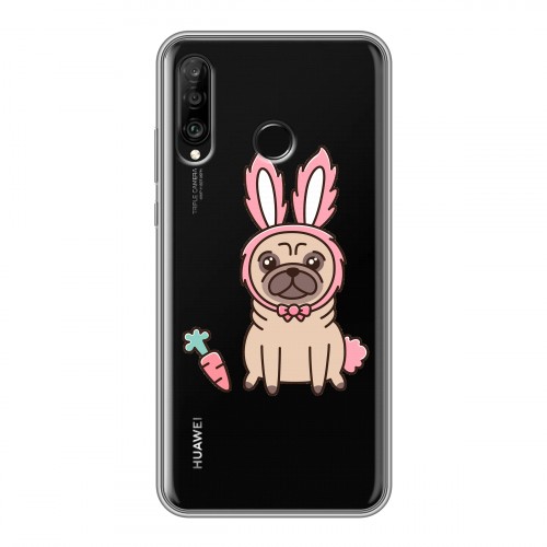 Полупрозрачный дизайнерский силиконовый чехол для Huawei P30 Lite Прозрачные щенки