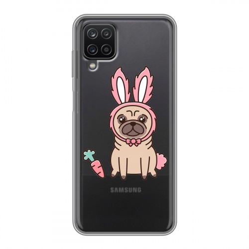 Полупрозрачный дизайнерский пластиковый чехол для Samsung Galaxy A12 Прозрачные щенки