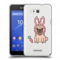 Полупрозрачный дизайнерский пластиковый чехол для Sony Xperia E4g Прозрачные щенки