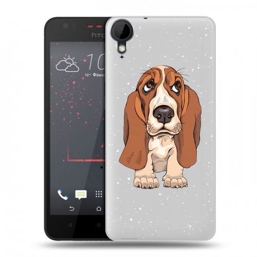 Полупрозрачный дизайнерский пластиковый чехол для HTC Desire 825 Прозрачные щенки