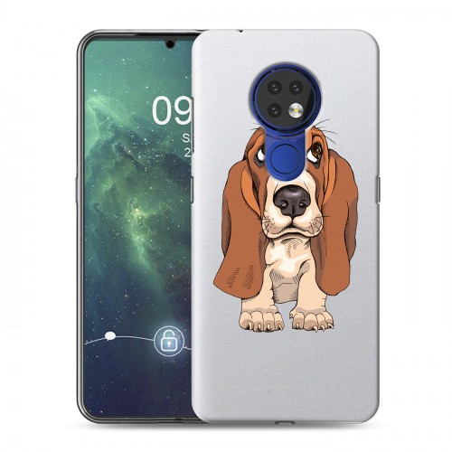 Полупрозрачный дизайнерский пластиковый чехол для Nokia 6.2 Прозрачные щенки