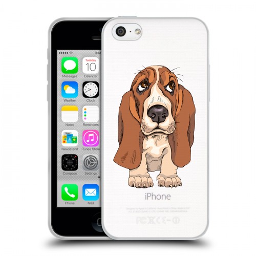 Полупрозрачный дизайнерский пластиковый чехол для Iphone 5c Прозрачные щенки