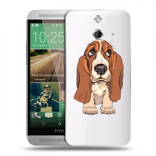 Полупрозрачный дизайнерский пластиковый чехол для HTC One E8 Прозрачные щенки