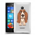 Полупрозрачный дизайнерский пластиковый чехол для Microsoft Lumia 435 Прозрачные щенки