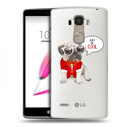 Полупрозрачный дизайнерский пластиковый чехол для LG G4 Stylus Прозрачные щенки