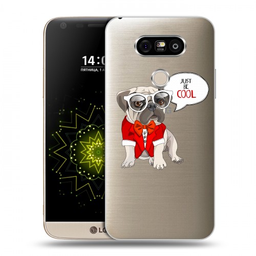 Полупрозрачный дизайнерский пластиковый чехол для LG G5 Прозрачные щенки