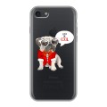 Полупрозрачный дизайнерский силиконовый с усиленными углами чехол для Iphone 7 Прозрачные щенки