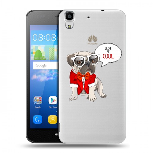 Полупрозрачный дизайнерский пластиковый чехол для Huawei Y6 Прозрачные щенки